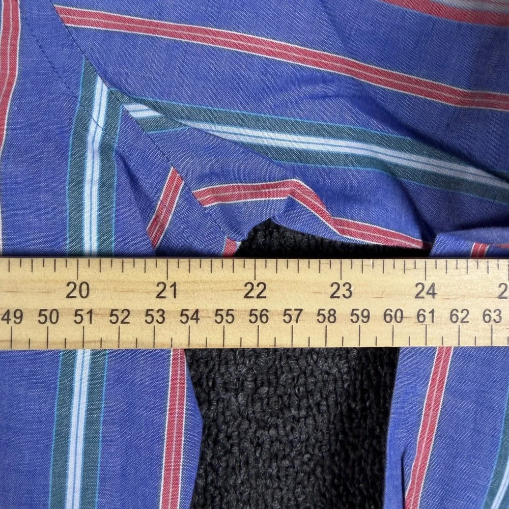 Chaps Ralph Lauren Mens M Striped Button Down Blue Red Green Vintage Long Sl